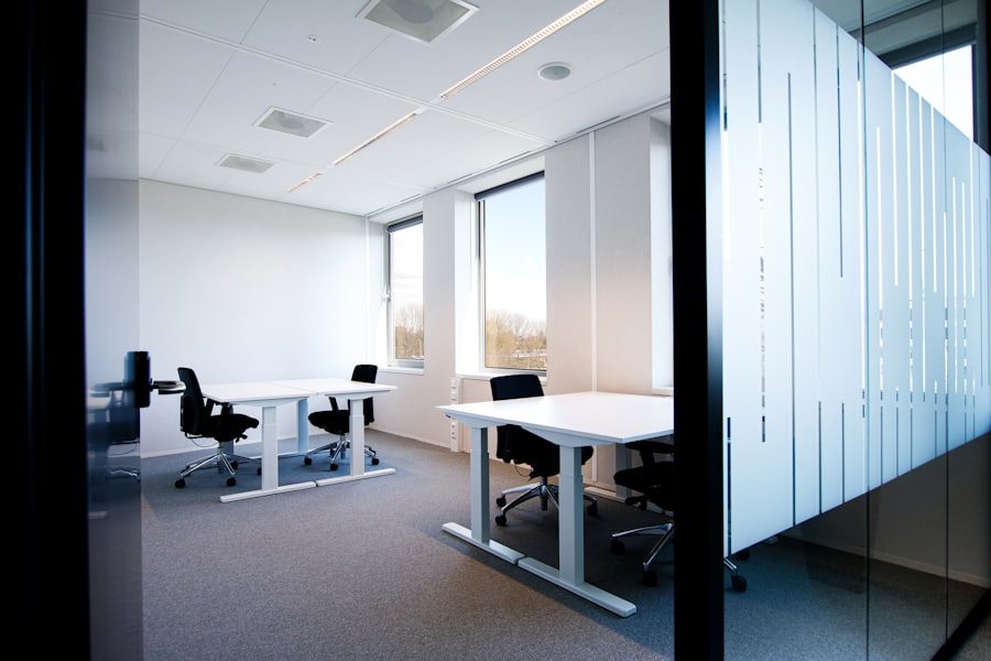Small office meeting room with a table and chairs
